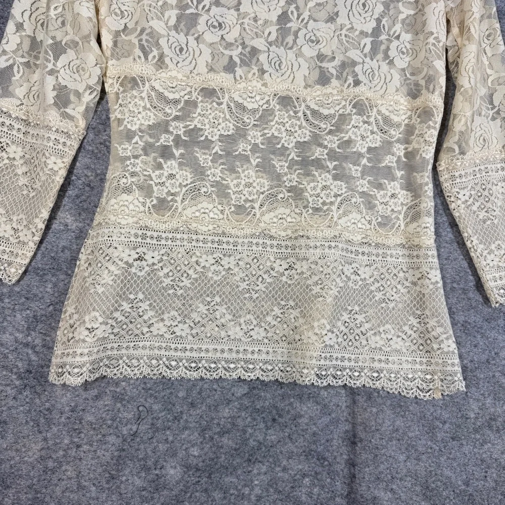 Ilse Jacobsen Y2K Cream Lace Top Size M Romantic Floral Sheer Ethereal Indie - Picture 11 of 12